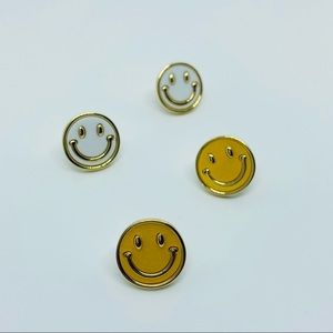 White Smily Face Stud Earrings